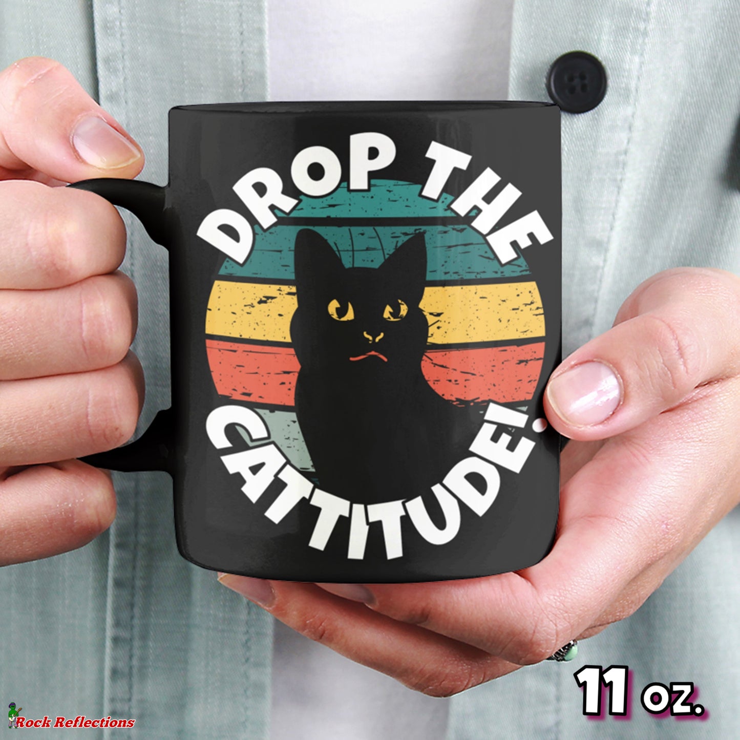 Drop The Cattitude Black Mug CustomCat