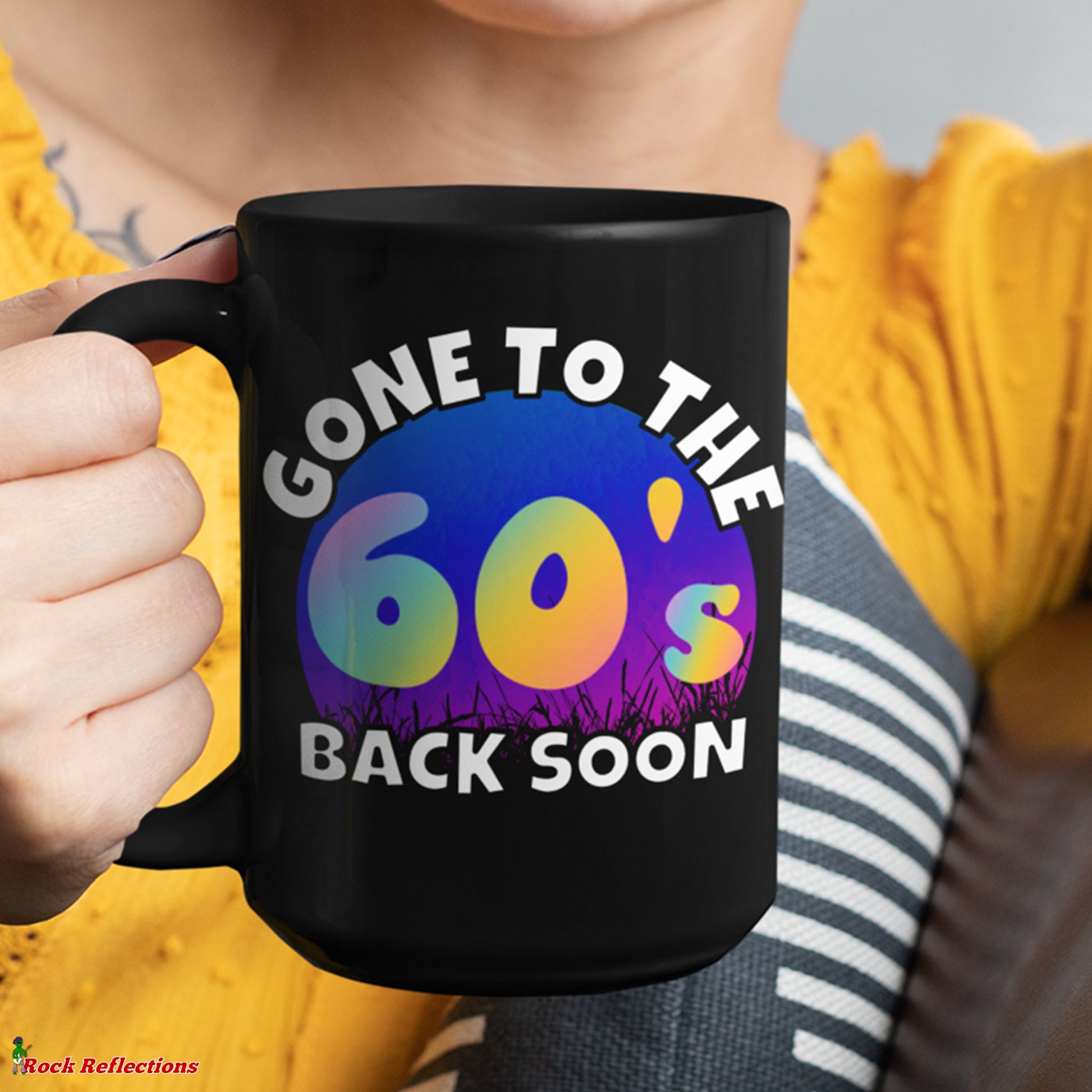 Gone To The 60's Black Mug CustomCat