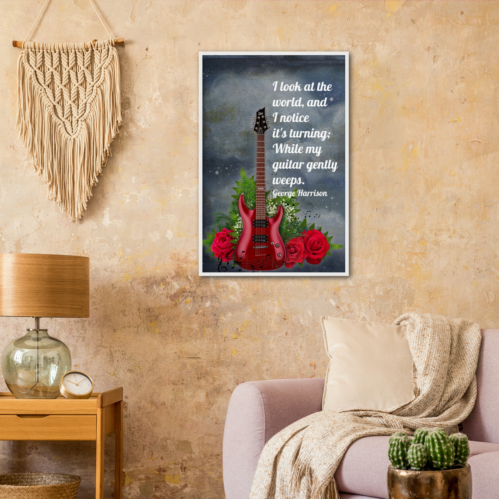 While My Guitar Gently Weeps - Music Quote Framed Print Gelato