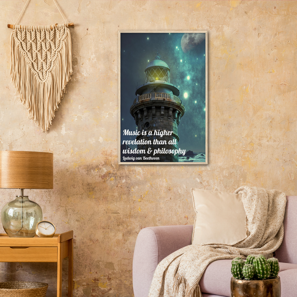 Music is a Higher Revelation – Music Quote Framed Print Gelato
