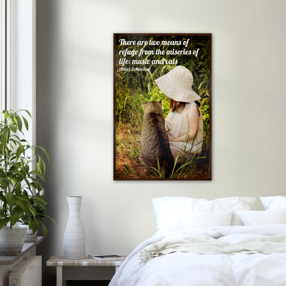 Music and Cats - Music Quote Framed Print Gelato
