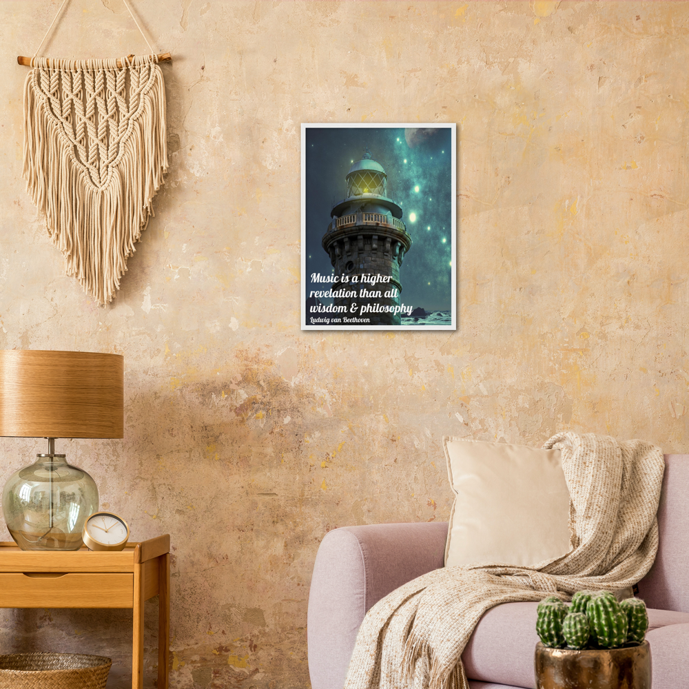 Music is a Higher Revelation – Music Quote Framed Print Gelato
