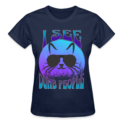 Cat Sees Dumb People T-Shirt SPOD