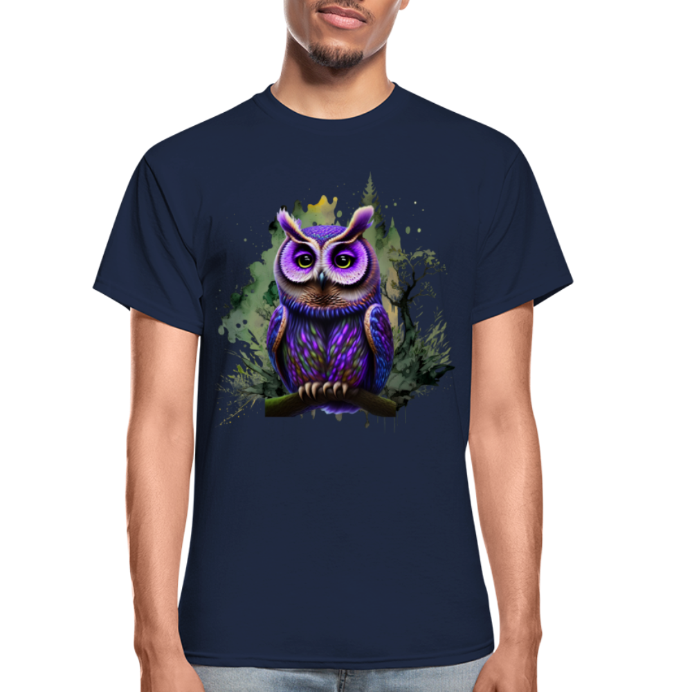 Owl In Forest T-Shirt - navy